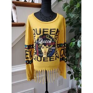 On Fire Womens Yellow 100% Cotton Crew Neck Long Sleeve Casual Top Shirt Size 2X